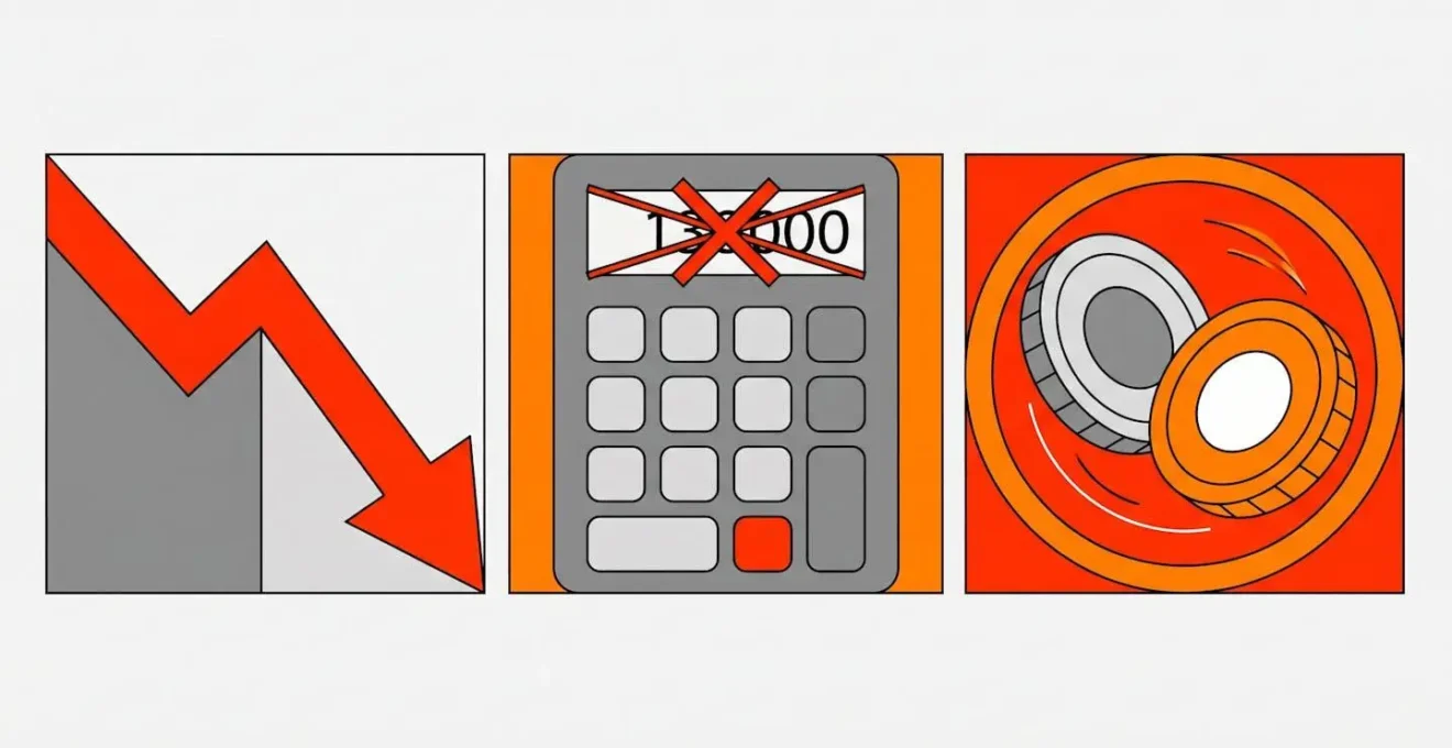 Trois illustrations représentant un découvert bancaire, une sous-estimation de chiffre d'affaires et un mélange de comptes.